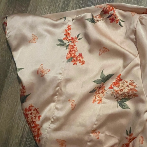 Satin Mini Dress with Floral Pattern - Picture 2 of 2